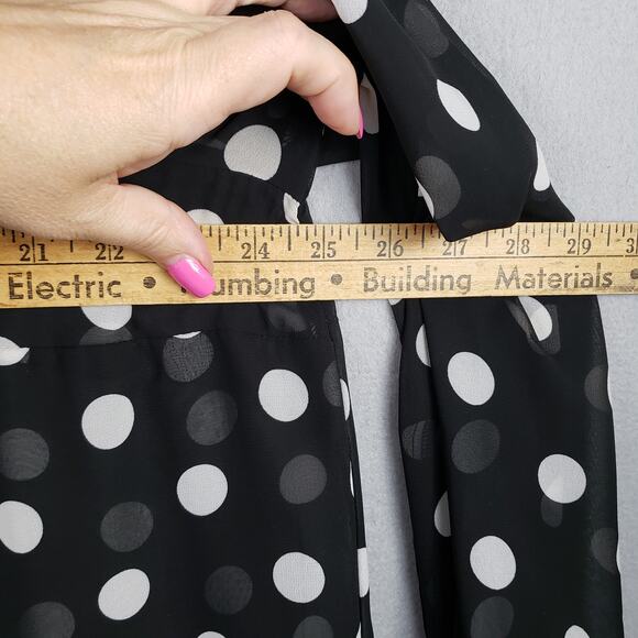 Torrid Size 2X Chiffon Polka Dot Blouse Black White Semi Sheer Office Casual‎ - Picture 9 of 11
